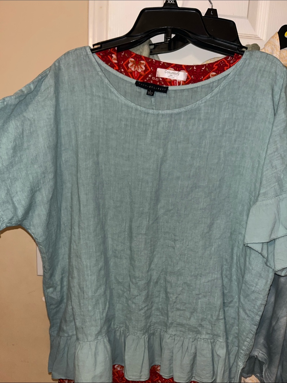 Jane and Delancey Light Sage Peplum Top - Picture 3 of 3
